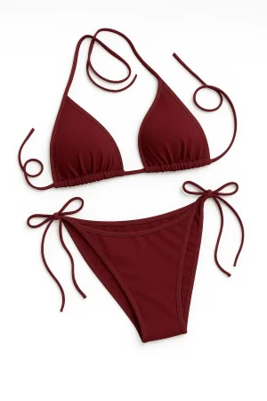 بیکینی دو تیکه زرشکی